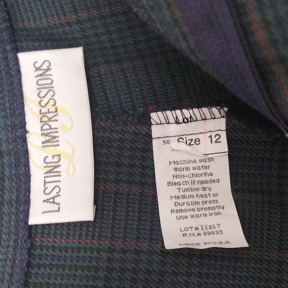 Vintage Lasting Impressions Forest Green Hounds Tooth Plaid Trouser Shorts - Picture 7 of 9